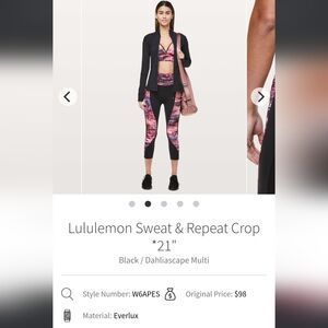 lululemon athletica Black with Dahliascape Multi Legging Crop